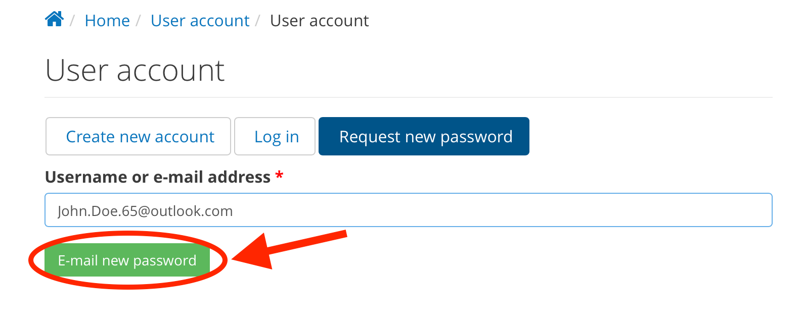 Enter username or e-mail address